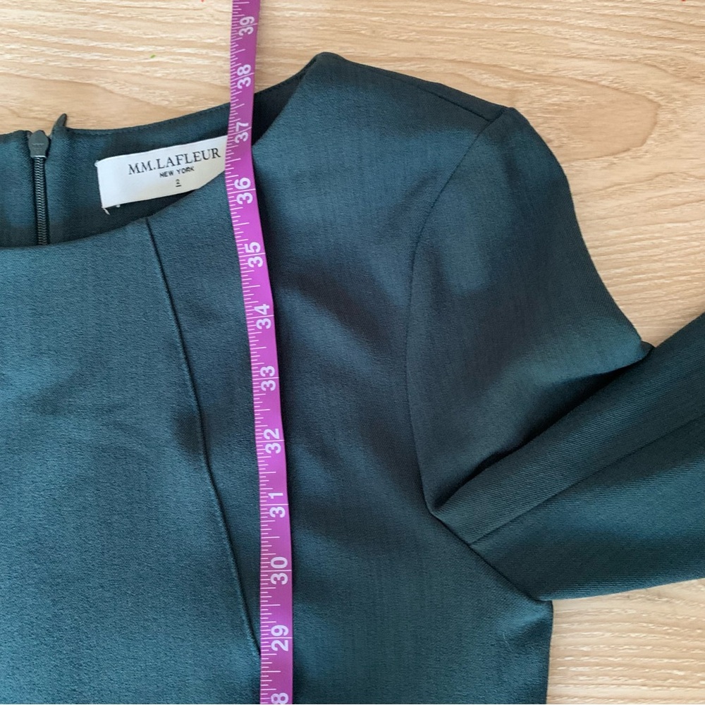 M.M. Lafleur 2 Etsuko Dress Rainforest Green 3/4 Sleeve Knee Length - Picture 8 of 9